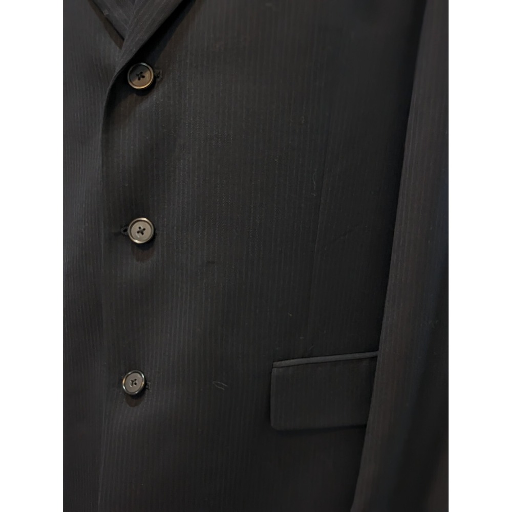 New No Tags Hart Schaffner Marx Mens 3 Button Pure Wool Navy Subtle Stripe 42L - Picture 5 of 6